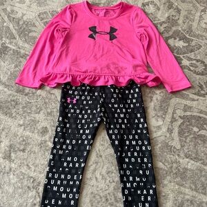Under Armour Pink Top and Black Leggings Set